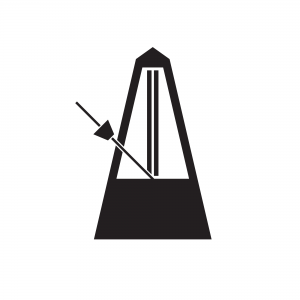 Black vector diagram of a metronome in motion